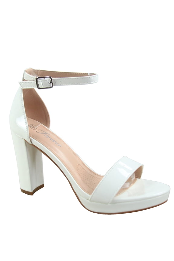 Josina-66 Women's Open Toe Ankle Strap Buckle Platform Chunky High Heels Sandals Shoes ( White, 8.5)