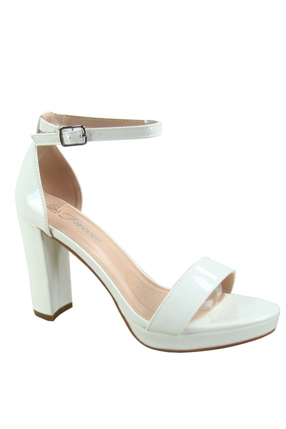 Josina-66 Women's Open Toe Ankle Strap Buckle Platform Chunky High Heels Sandals Shoes ( White, 8)