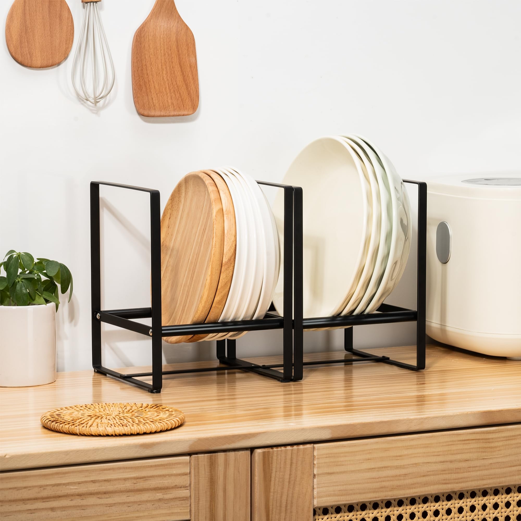 Kitchen Cabinet Vertical Plate Display Rack VTUBUON 4PCS Plate