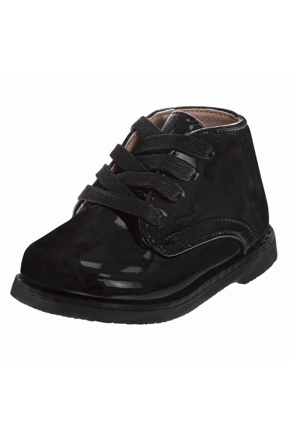 Baby Boys Girls Unisex Walking Shoes First Step Walker Lightweight Synthetic Non, Slip High Top, Black Patent, Size: 3