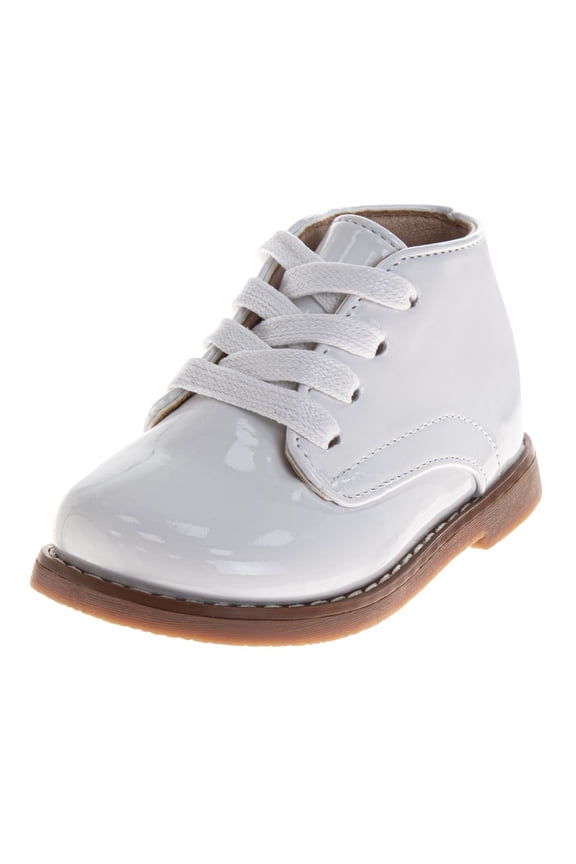 Baby Boys Girls Unisex Walking Shoes First Step Walker Lightweight Synthetic Non, Slip High Top, White Patent, Size: 4.5