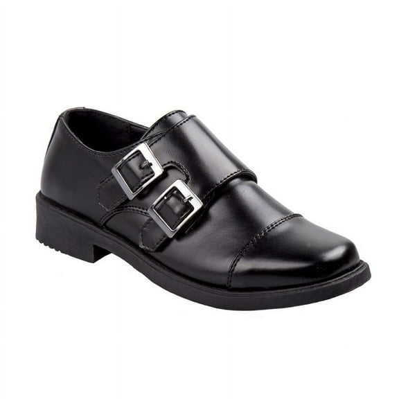 Josmo BoyS Dress Shoes  Hook and Loop Double Monk Strap Cap Toe Oxford Loafers (Little Kid Toddler), Black, Size: 11