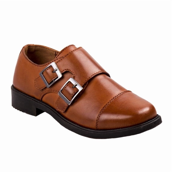 Josmo BoyS Dress Shoes Hook and Loop Double Monk Strap Cap Toe Oxford Loafers (Little Kid Toddler), Tan, Size: 10