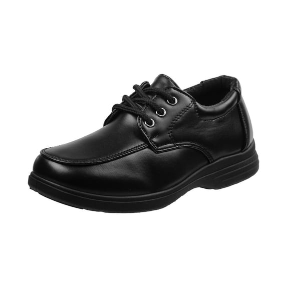 Josmo Boys Lace Up Leather School Shoes (Little Kid Sizes), Black, 11