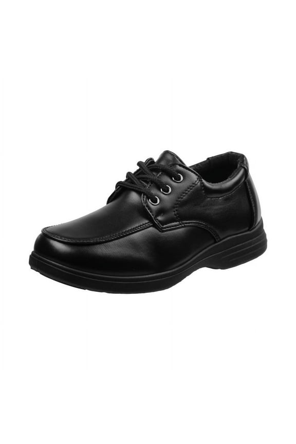 Boys Lace Up Leather School Shoes (Little Kid Sizes), Black, 13