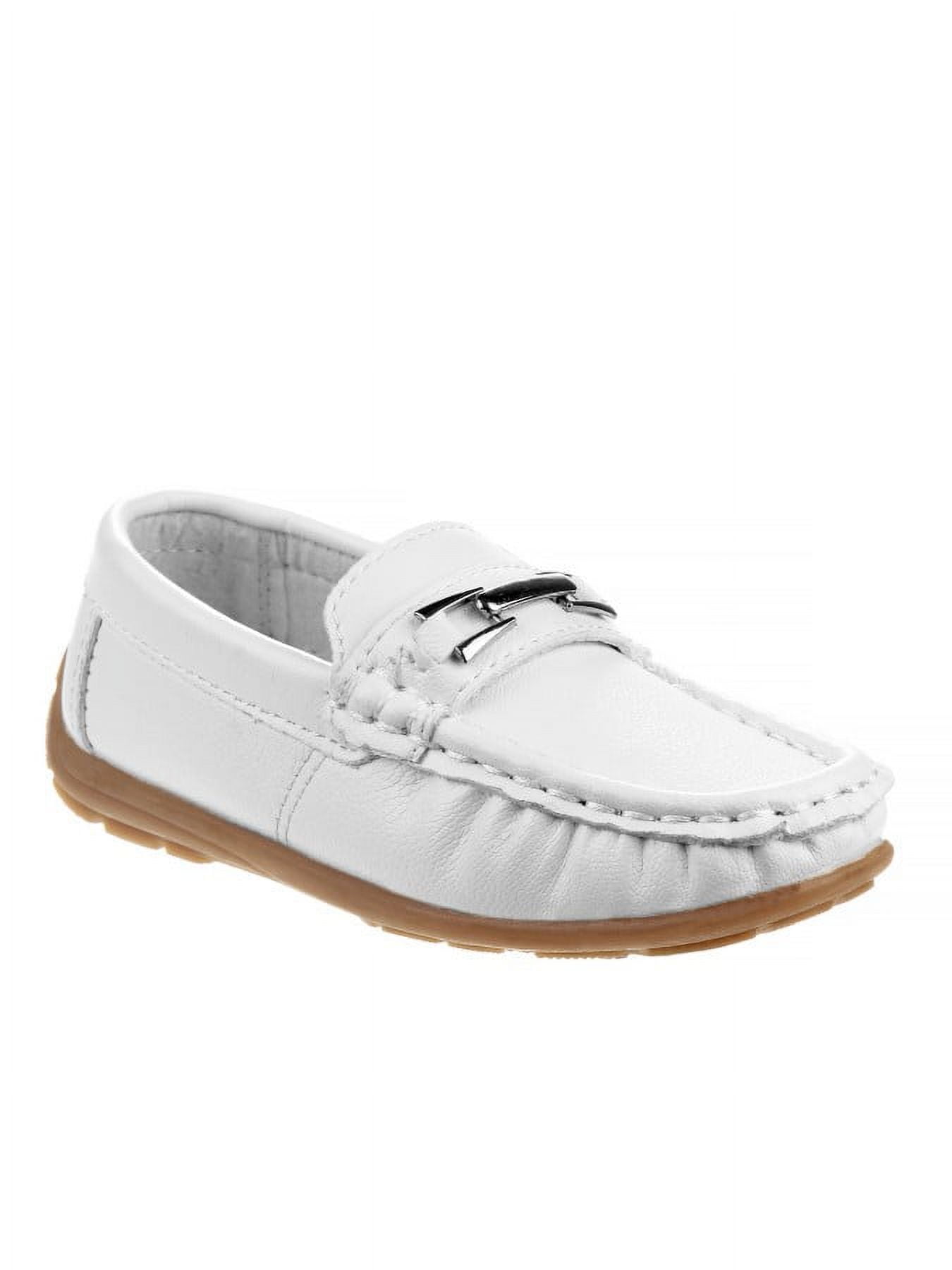 Josmo Toddler Boys Casual Slip-On Loafers with Metal Accent -  White BK, 11