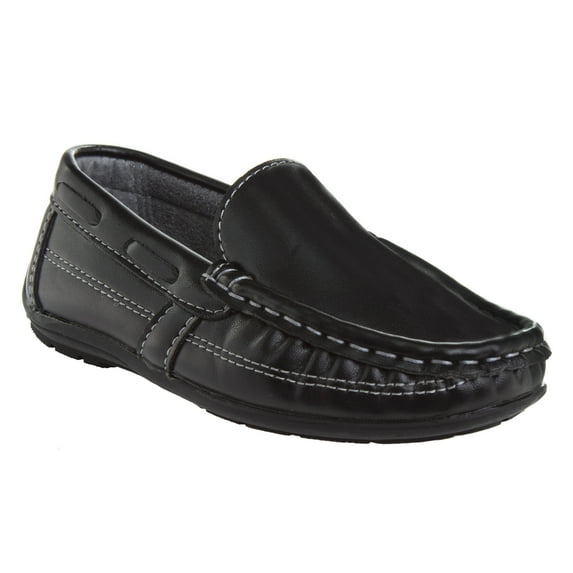 Josmo Boys' Slip-On Casual Boat Style Shoes. (Little Kids/Big Kids) - Black, Size: 12