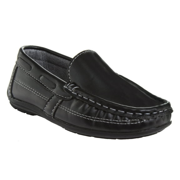 Josmo Boys' Slip-On Casual Boat Style Shoes. (Little Kids/Big Kids) - Black, Size: 12