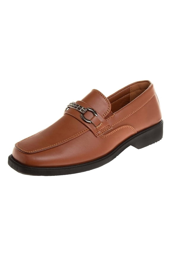 Boys Slip-On Dress Shoes with Metal Accent - Tan, 13