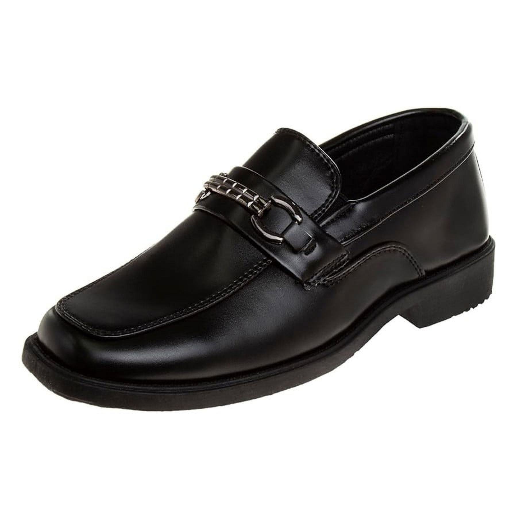 Josmo Boys Slip on dress shoes w/ metal accent Black, 2