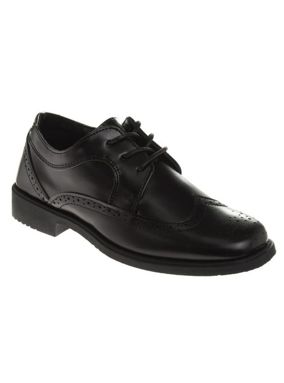 Josmo Boys Wingtip Oxford Lace Dress Shoes - Black, 3