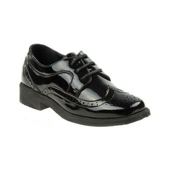 Josmo Boys Wingtip Oxford Lace Dress Shoes - Black Patent, 10