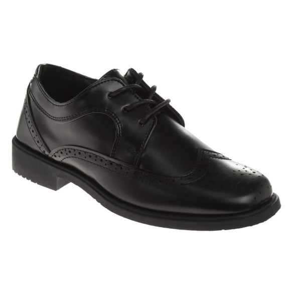 Josmo Boys Wingtip Oxford Lace Dress Shoes, Black, Size: 1