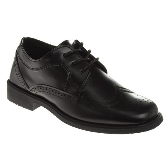 Josmo Boys Wingtip Oxford Lace Dress Shoes, Black, Size: 3