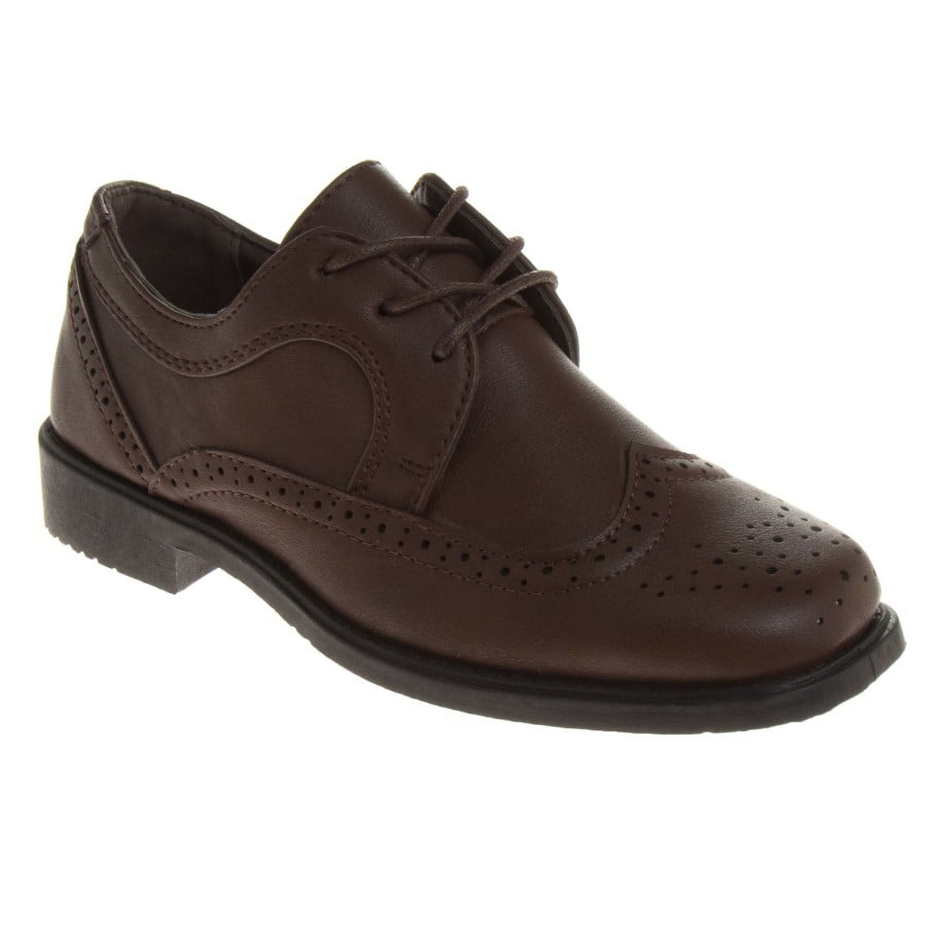 Josmo Boys Wingtip Oxford Lace Dress Shoes Brown, 13