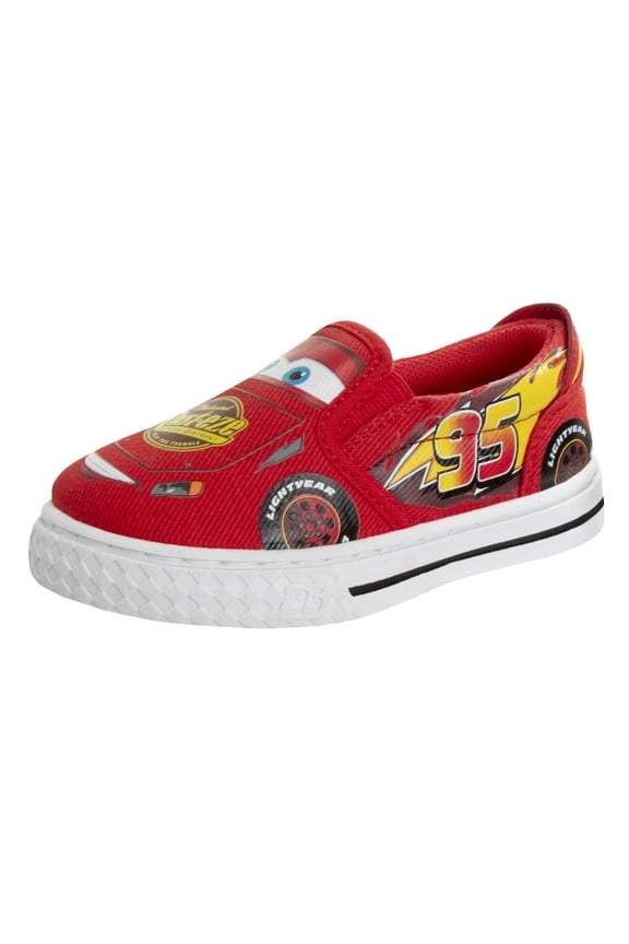 Josmo Disney Boy'S Lightning Mcqueen Cars Slip On Shoes, Lowtop Canvas Sneakers for Boy, Lightning Mcqueen, Size: 10