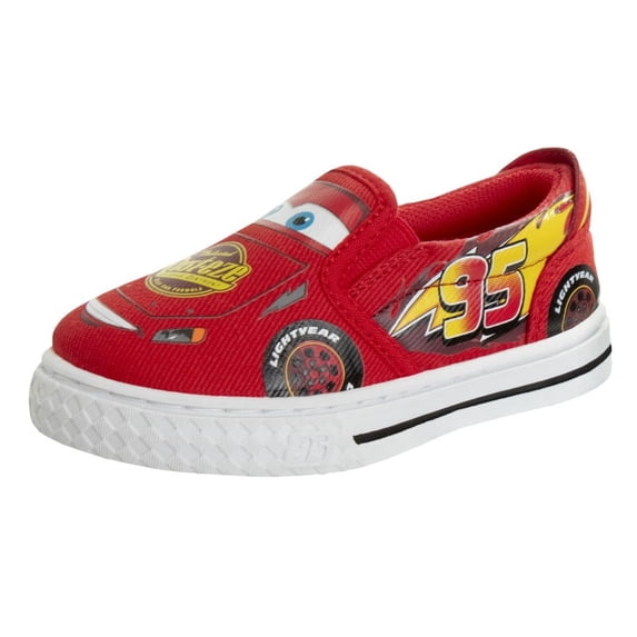 Josmo Disney Boy'S Lightning Mcqueen Cars Slip On Shoes, Lowtop Canvas Sneakers for Boy, Lightning Mcqueen, Size: 8