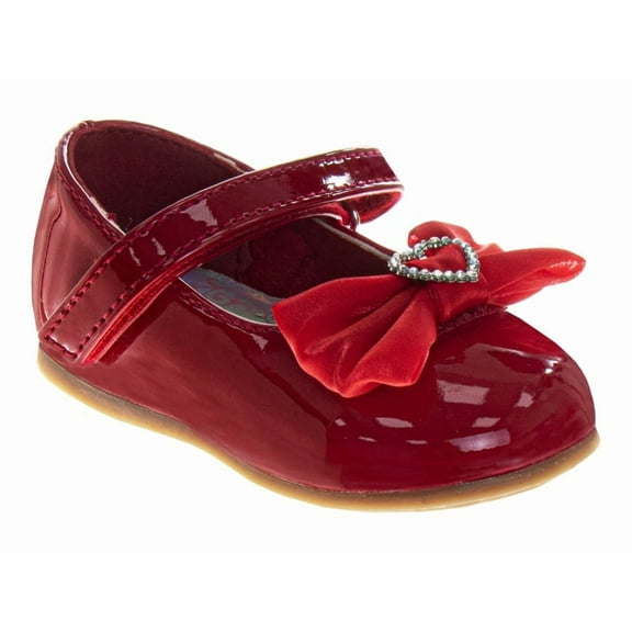Josmo Dress Shoes Girls, Patent Finish Glossy formal Special Occasion Infant Support (Infant), Red Patent, Size: 4