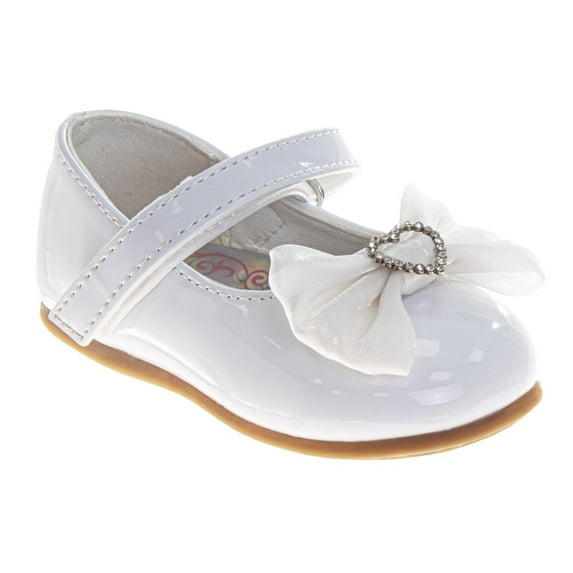 Josmo Dress Shoes Girls, Patent Finish Glossy formal Special Occasion Infant Support (Infant), White Patent, Size: 5