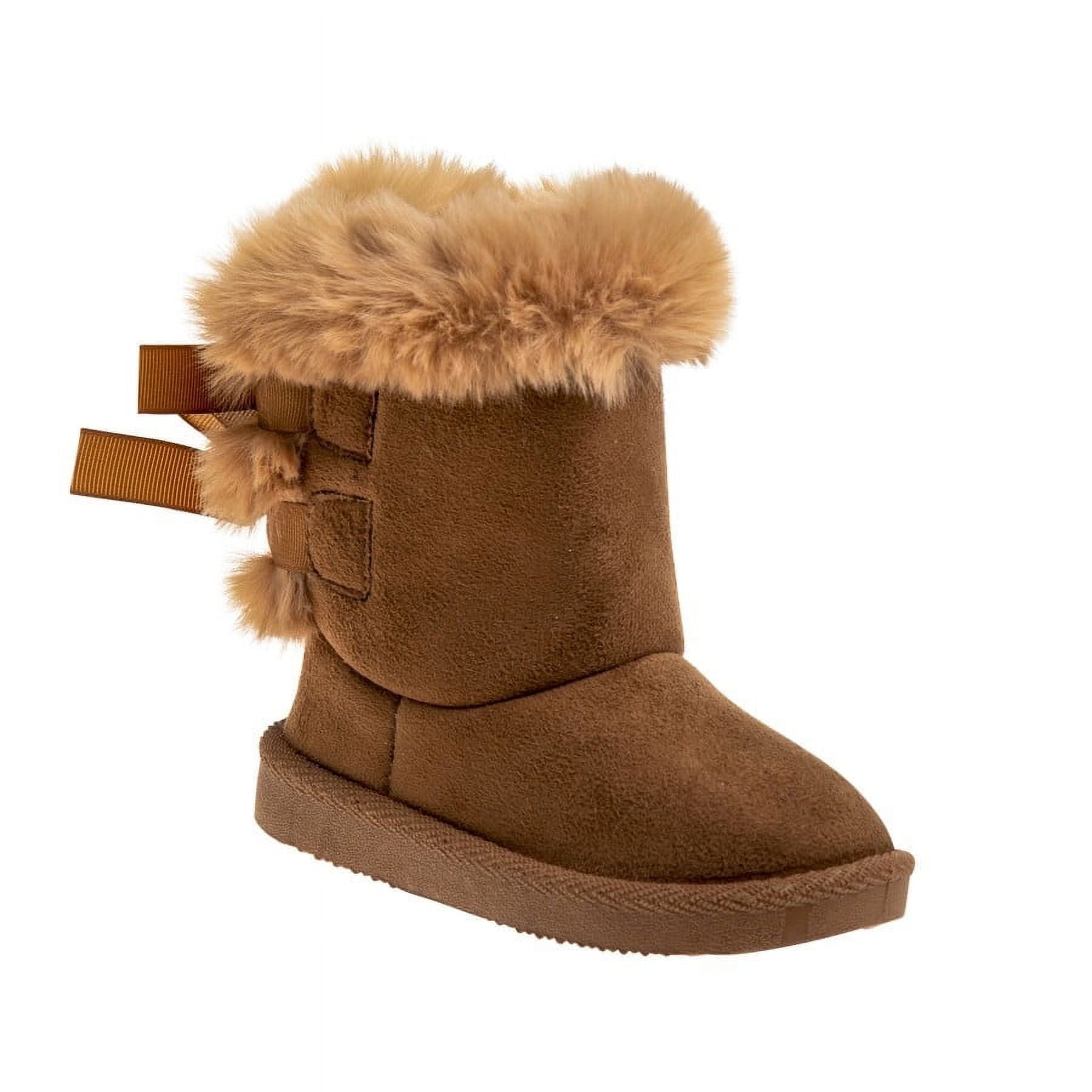 Josmo Girls Classic Simple Faux Fur Cozy Winter Boots - Wheat, 13