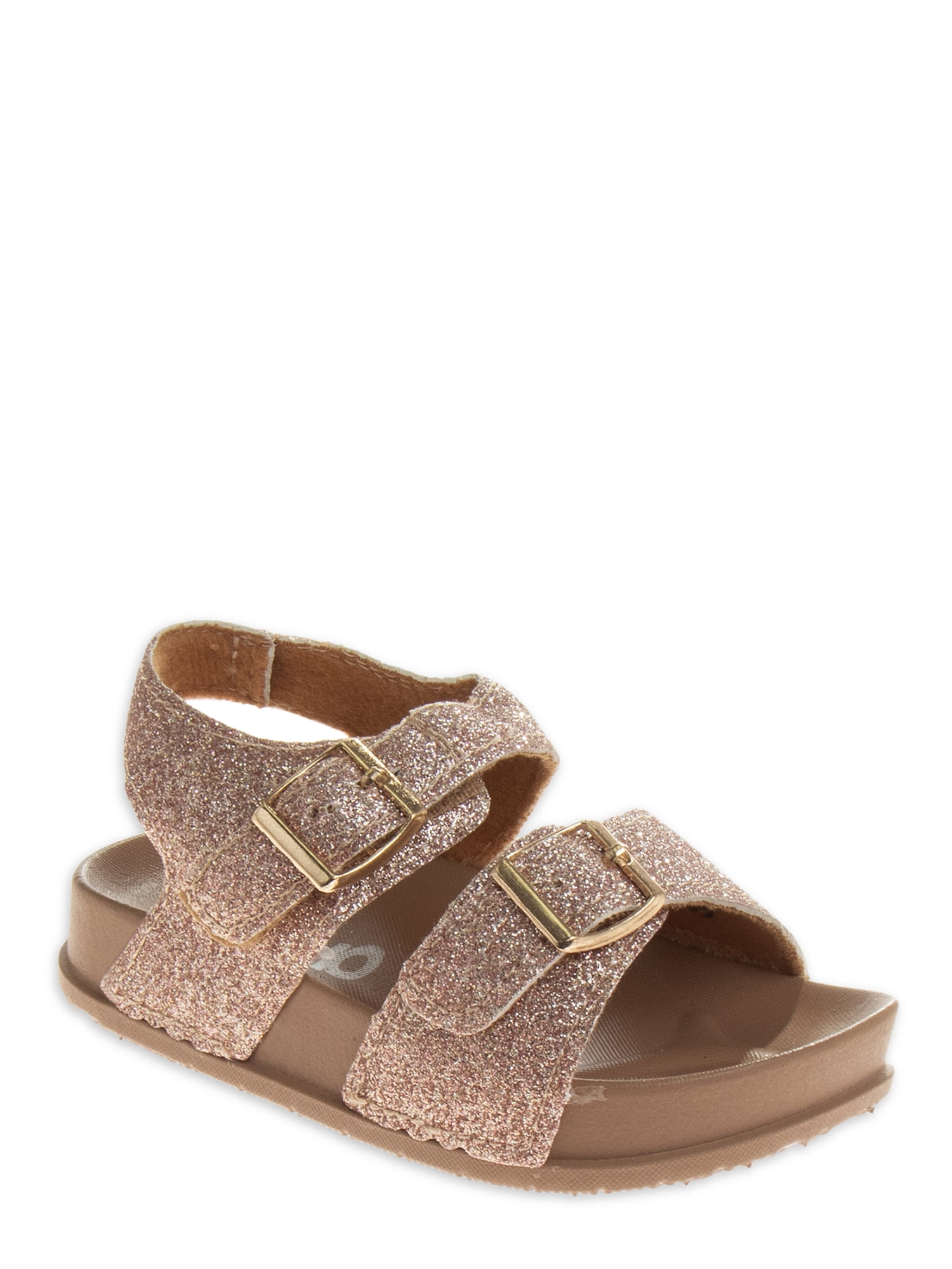 Josmo Girls Double Strap Glitter Footbed Sandals, Sizes 5-10 - Walmart.com