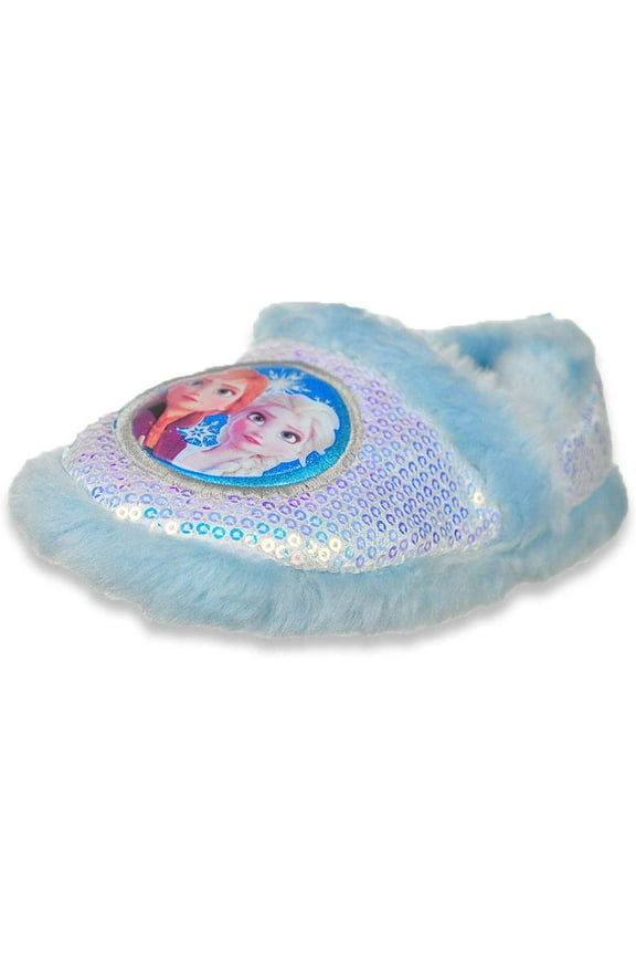 Girls Dual Sizes Frozen Slippers, Kids, Light Blue, 5/6 M US