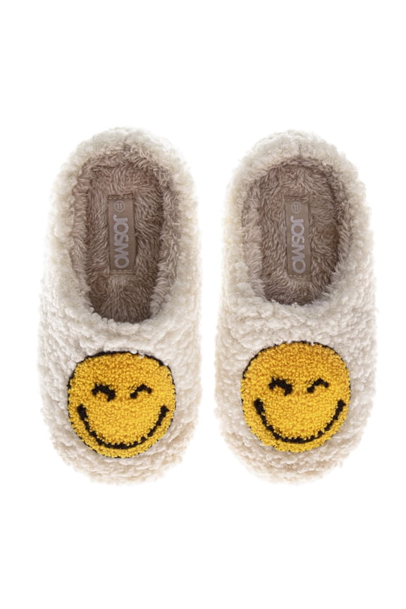 Girls Happy Times Slippers. (Little Kids Big Kids), White Yellow, Size: 12