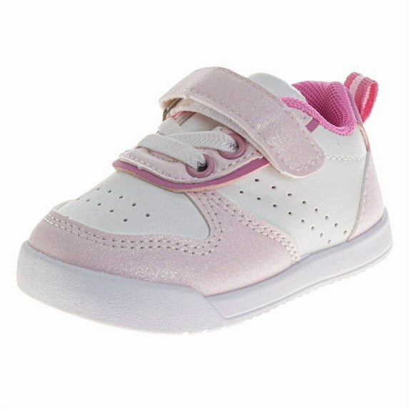 Josmo Girls Hook And Loop Sneakers. (Infant Toddler), White Pink, Size: 4