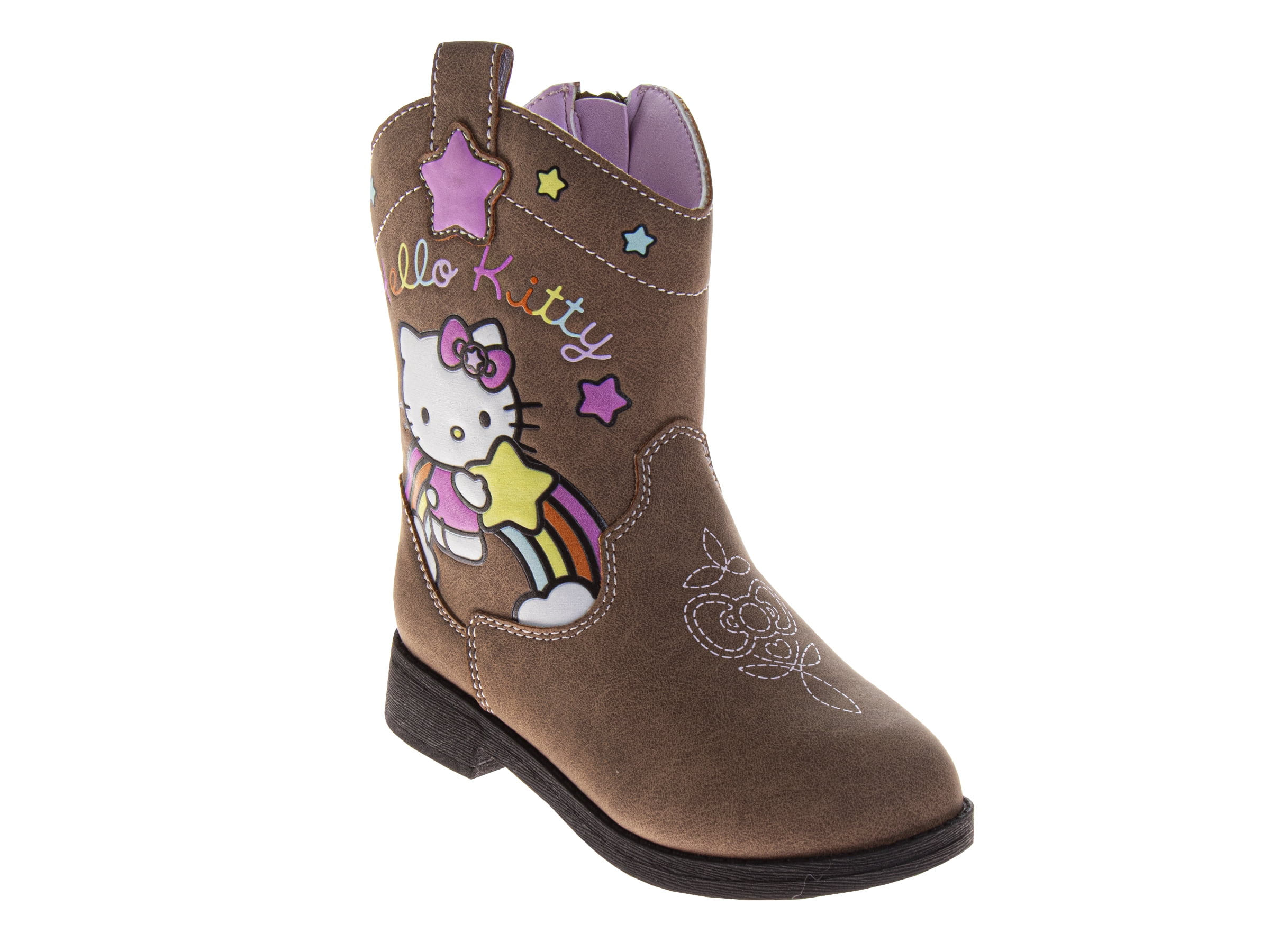 Josmo Kids Hello Kitty Cowboy Boots – Cute Rainbow & Star Design Calf High Western Country Boots for Girls (Toddler 5–10 / Little Kid 11–12)