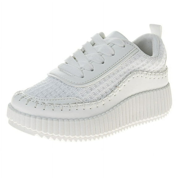 Josmo Ladies' Wedge Sole Casual Sneakers., White, Size: 6.5