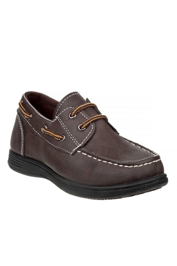 Little Boys Casual Boat Shoes, Brown, 12