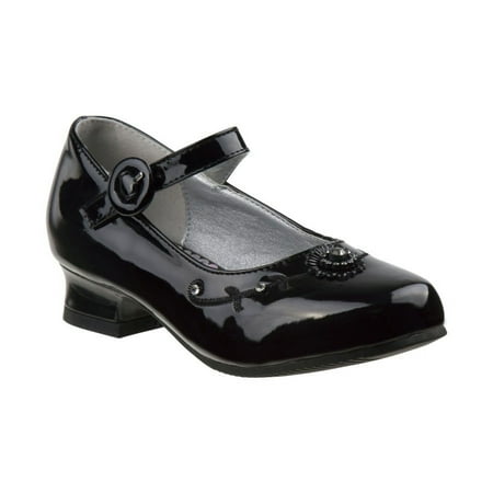 Josmo Little Girls Low Heel Mary Jane Dress Shoes, Black Patent, 12