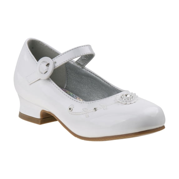 Josmo Little Girls Low Heel Mary Jane Dress Shoes, White Patent, 1