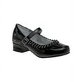 thumbnail image 1 of Josmo Little Kids Girl Faux Leather Low Heel Buckle Dress Shoes with Rhinestones, Black Patent, 11, 1 of 7