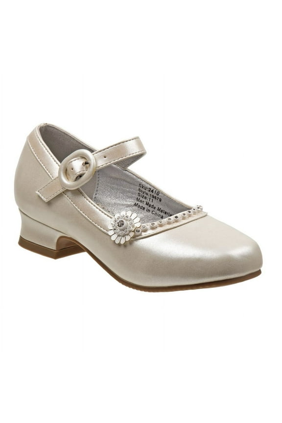 Little Kids Girls Dress Shoes, Beige, 3
