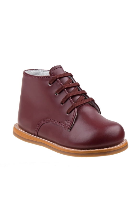 Logan Baby Walking Shoes Medium Width Boys Girls Unisex Walking Shoes First Step Walker, Leather Non, Slip Bottom High Top, Burgundy, Size: 5