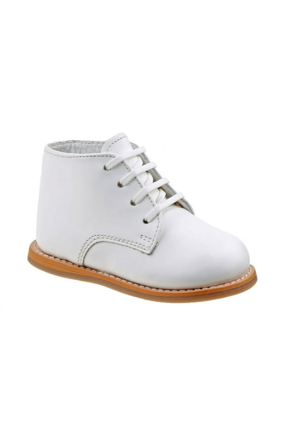 Logan Baby Walking Shoes Medium Width Boys Girls Unisex Walking Shoes First Step Walker, Leather Non, Slip Bottom High Top, White, Size: 3