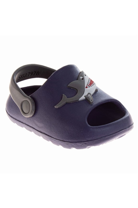 Josmo Shark Design Sandals Kids, Comfortable Outdoor Adventure Water Friendly Adjustable Strap Durable Tread (Toddler Big Kid), Navy, Size: 8