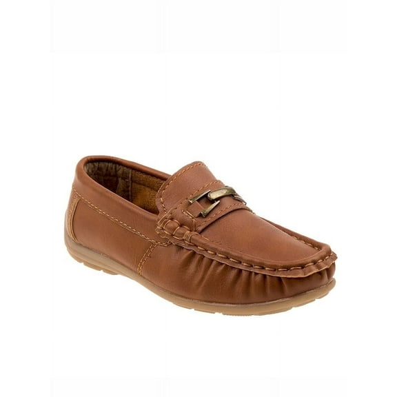 Josmo Toddler Boys Casual Slip-On Loafers with Metal Accent - Cognac BK, 6