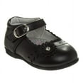 thumbnail image 1 of Josmo Toddler Girls Buckle Faux Leather Flat Heel Dress Shoes with Flower Detail - Black, 3, 1 of 8