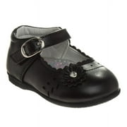 Josmo Toddler Girls Dress Shoes with flower detail - Black, 3
