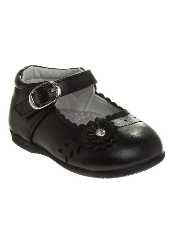 Josmo Toddler Girls Dress Shoes with flower detail - Black, 3