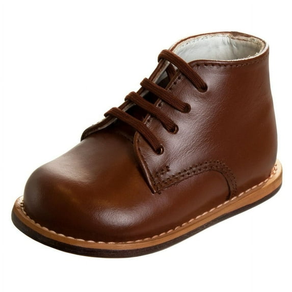 Josmo Unisex Baby First Walker Shoes, Genuine Leather High Top Infant Sneakers, Brown, Size 6.5