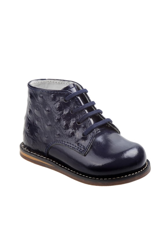 Unisex Baby Walking Shoes, First Walker Shoes, Genuine Leather Patent Ostritch Infant Shoes, Blue, Size: 2