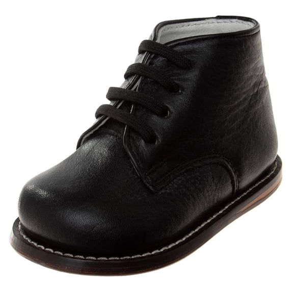 Josmo Unisex Baby Walking Shoes, First Walker Shoes, Genuine Leather Pebble Infant Shoes, Black, Size: 7.5