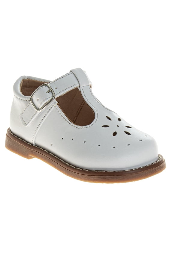 Unisex Boys Girls Walking Shoes Hard Sole T, Strap Mary Janes (Infant Toddler) Color White, Size 3½