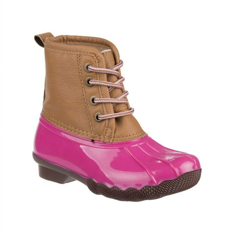 Josmo Girl Youth Winter Two Tone Waterproof Lace Up Duck Boot Fuchsia 13