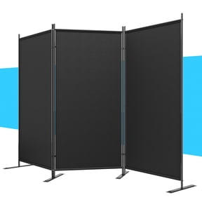 Jostyle 3 Panel Room Divider, Black Privacy Screen Wall Divider with Opaque Waterproof Polyester Fabric & Reinforced Q195 Steel Frame, Foldable Portable Partition for Office Home Bedroom