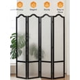 thumbnail image 1 of Jostyle 4 Panel Acrylic Room Divider Privacy Screen Translucent Folding Partition with Paulownia Wood Frame Black, Shatterproof & Space-Saving for Living Room, Bedroom, Office, 1 of 9