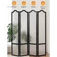 thumbnail image 1 of Jostyle 4 Panel Acrylic Room Divider Privacy Screen Translucent Folding Partition with Paulownia Wood Frame Black, Shatterproof & Space-Saving for Living Room, Bedroom, Office, 1 of 9